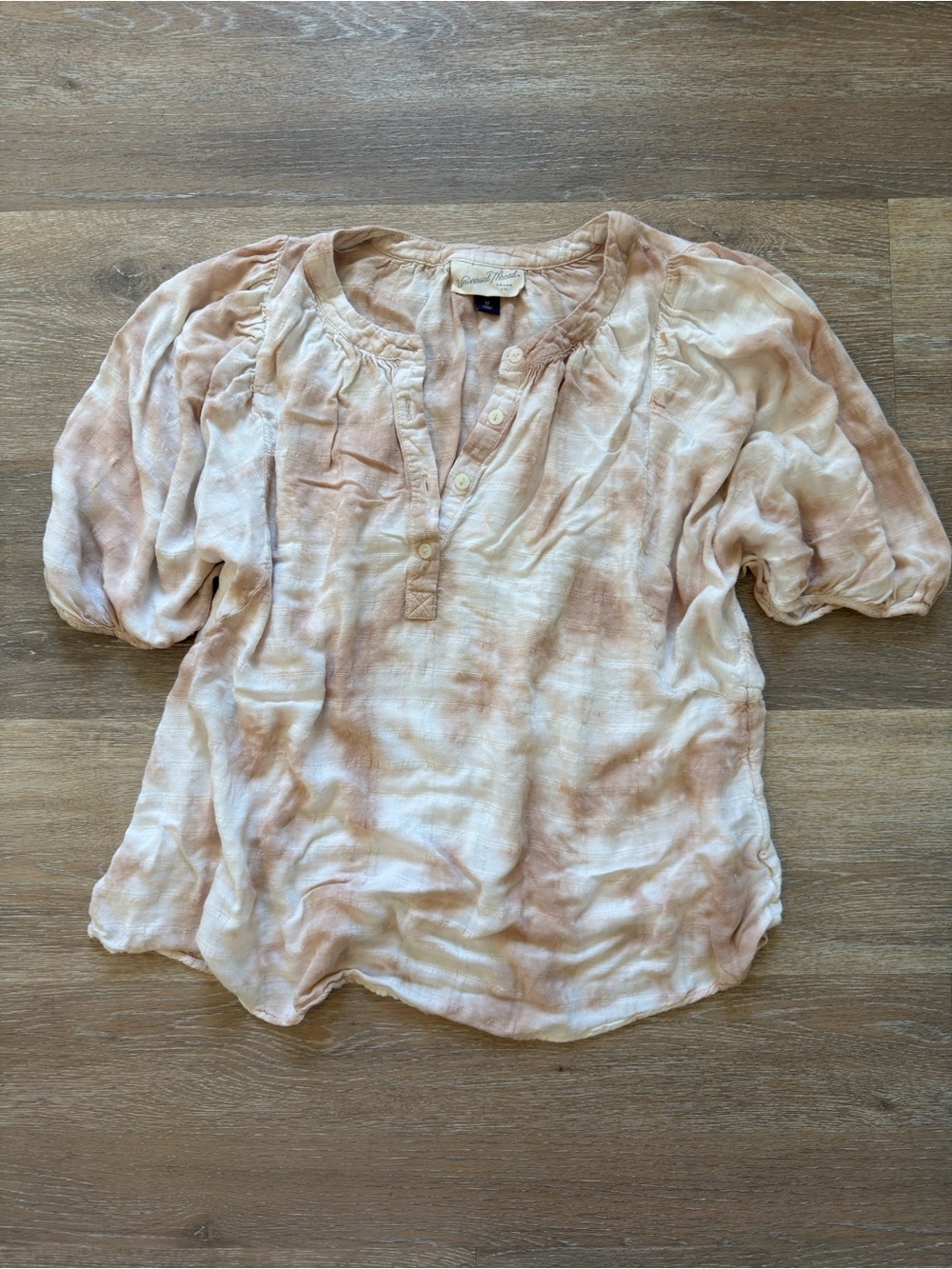 Universal Thread Peach Tie-Dye Henley Blouse